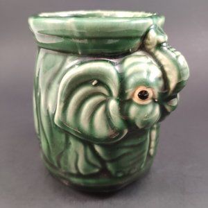 VTG Majolica Elephant Planter Vase 4.5"